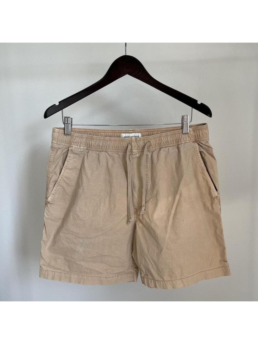 American Eagle Beige Drawstring Shorts Cotton Stretch Casual Summer M